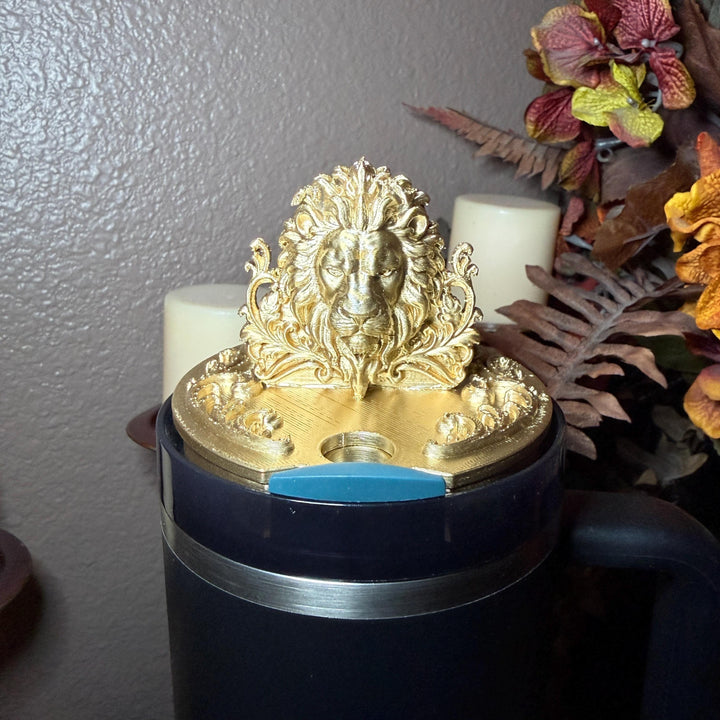 NEW Gold Lion Face Tumbler Lid Topper or Boot, fits your 20/30 oz 40 oz Black Honey Stanley Tumblers, Lion of Judah, Unique Gift
