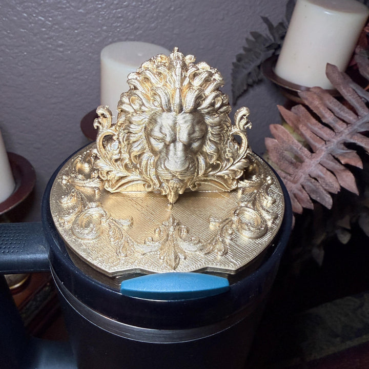 NEW Gold Lion Face Tumbler Lid Topper or Boot, fits your 20/30 oz 40 oz Black Honey Stanley Tumblers, Lion of Judah, Unique Gift