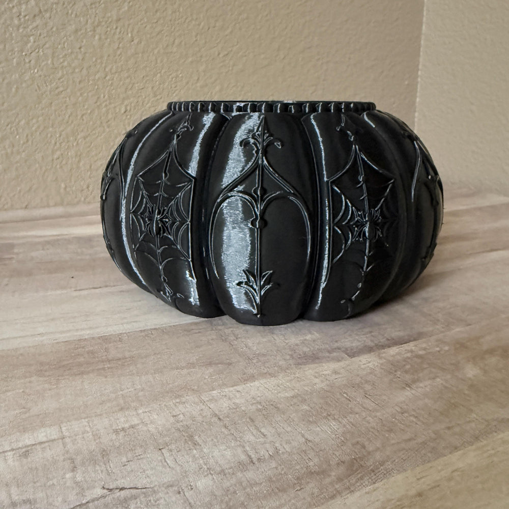 Spider Web Candle Holder, Gothic Black 3D Printed Halloween Decor, Witchy Vibes