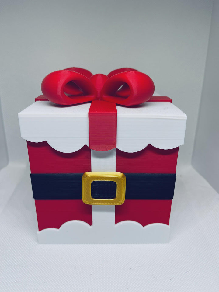 Santa Gift Box with Lid | 3D Printed Christmas Gift Box | Santa Suit Trinket Box | Holiday Candy Box | Christmas Keepsake Container