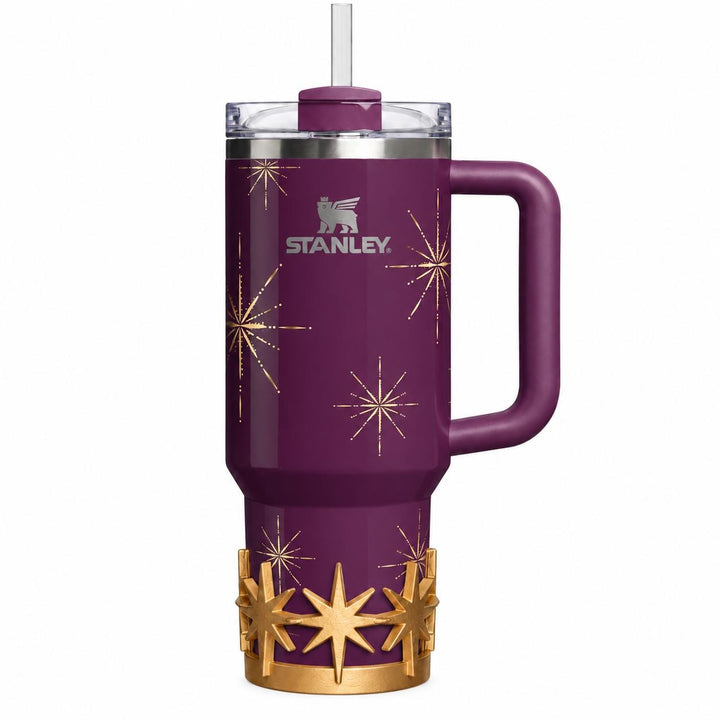 Gold Starburst Tumbler Boot or toppers, star boot sleeve, Stanley Tumbler Accessories, Flamingo Carmine Plum Pine Winter Radiance