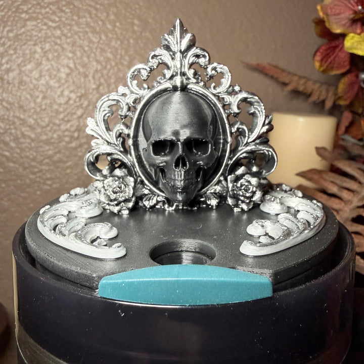 Black Skull Scroll Topper, Black Magic tumbler topper for Stanley 20 30 or 40 oz Tumbler, Halloween accessories, unique gift