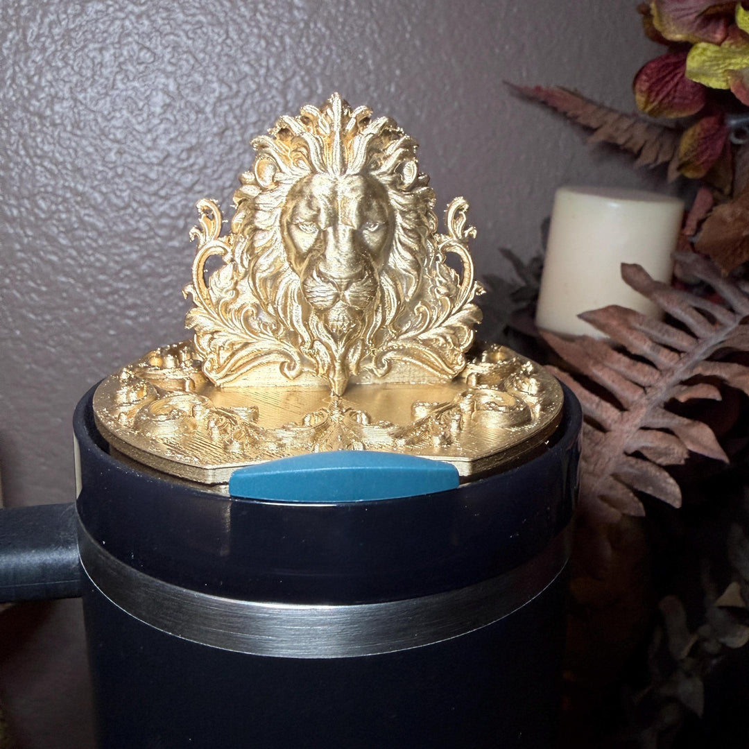 NEW Gold Lion Face Tumbler Lid Topper or Boot, fits your 20/30 oz 40 oz Black Honey Stanley Tumblers, Lion of Judah, Unique Gift