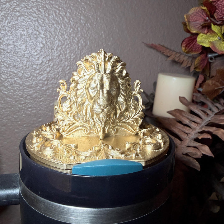 NEW Gold Lion Face Tumbler Lid Topper or Boot, fits your 20/30 oz 40 oz Black Honey Stanley Tumblers, Lion of Judah, Unique Gift