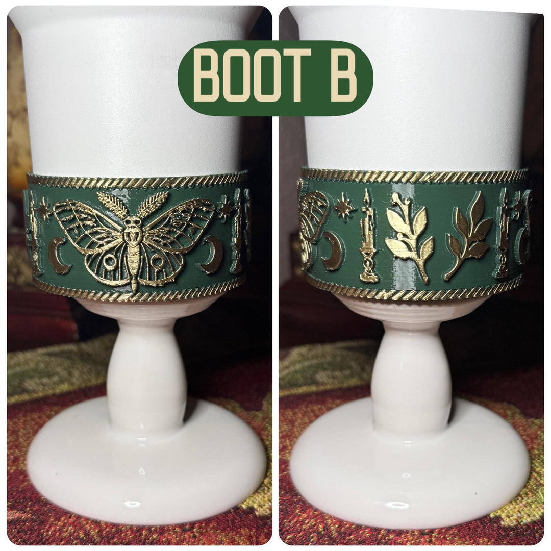 Green Witchcraft Tumbler Boot accessories dark green with gold accents, for HydroJug Tumblers