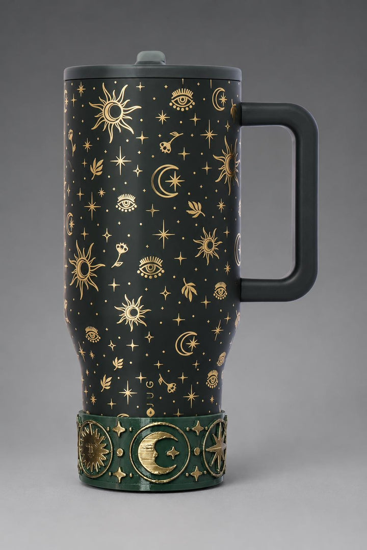 Green Witchcraft Tumbler Boot accessories dark green with gold accents, for HydroJug Tumblers