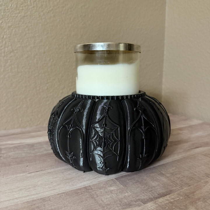 Spider Web Candle Holder, Gothic Black 3D Printed Halloween Decor, Witchy Vibes