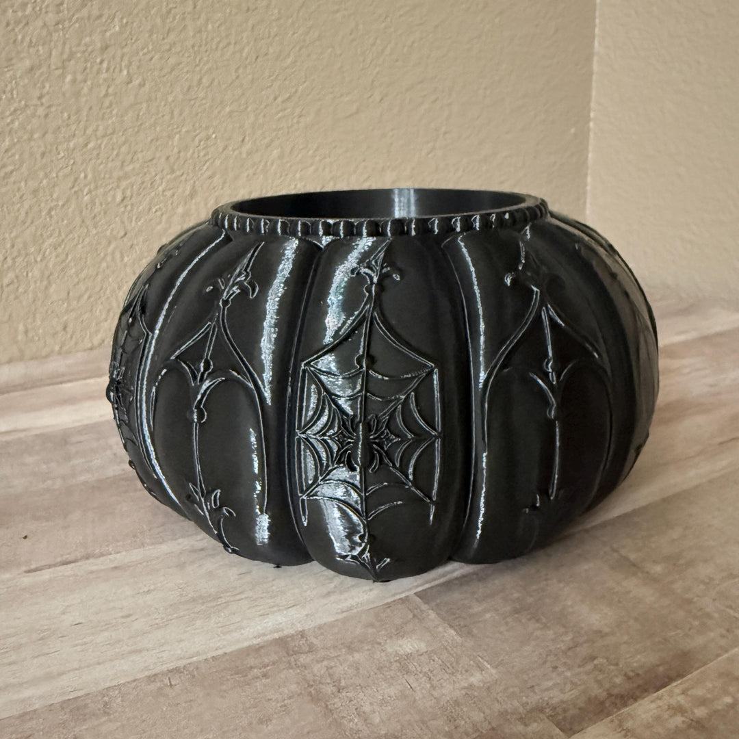 Spider Web Candle Holder, Gothic Black 3D Printed Halloween Decor, Witchy Vibes