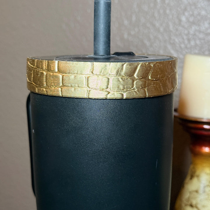 Gold Crocodile Print Tumbler Boot or Halo, Unique Gift, Green Emerald Croc, Hydrojug, Stanley, and others