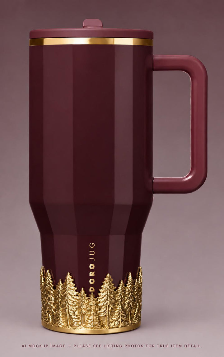 Gold Pine Tree Tumbler Boot, Unique Gift, Hydrojug After Dark Cherry Cola, Christmas tree