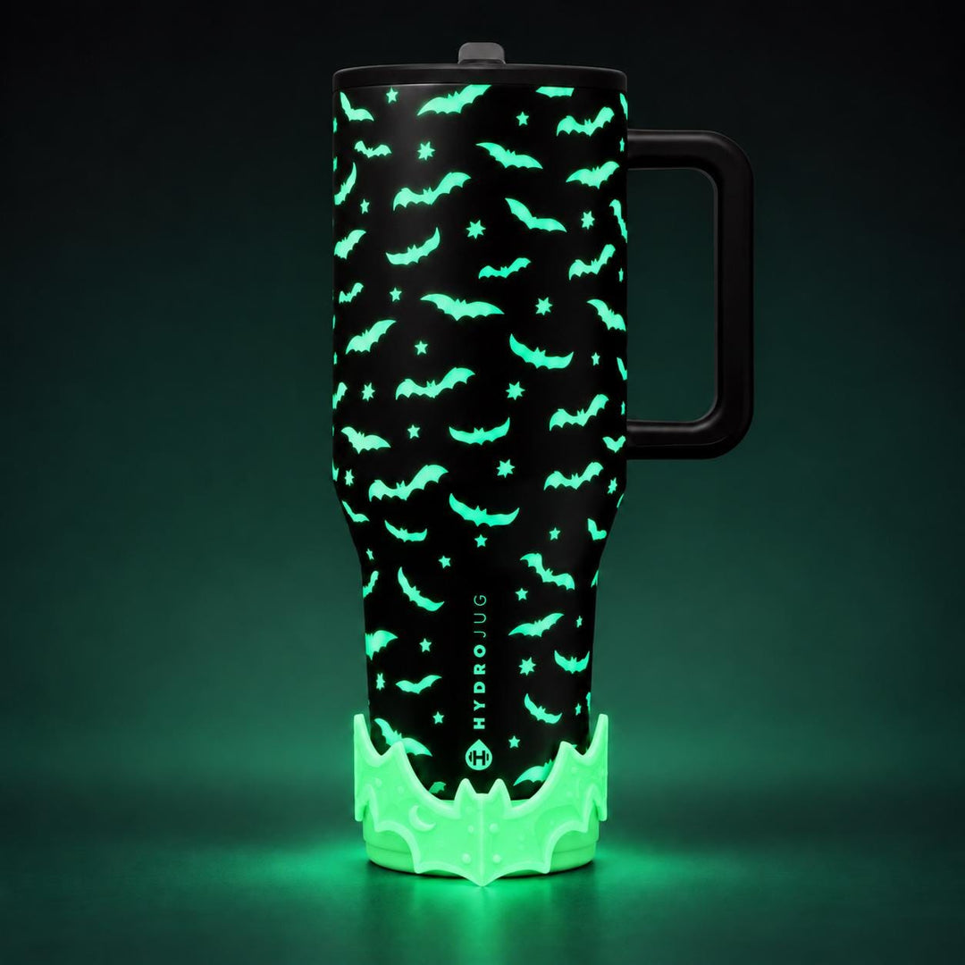 Midnight Bats Glow in the Dark or Black Bat Tumbler boot or bangle, for Stanley or HydroJug Tumblers, unique gift Halloween accessories