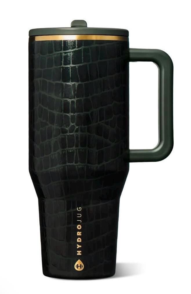 Gold Crocodile Print Tumbler Boot or Halo, Unique Gift, Green Emerald Croc, Hydrojug, Stanley, and others