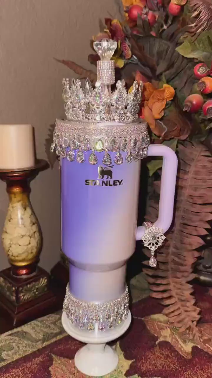 Spring Iridescent Rhinestone Princess Accessories for Stanley tumblers, Princess Crown Topper Bling Bangle Band or rose topper