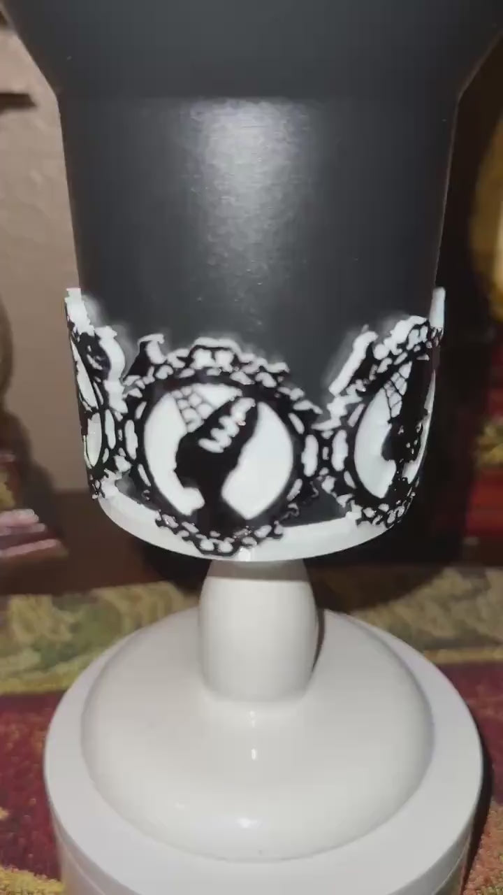 Halloween Tumbler Boot, multiple detailed designs on each panel, trendy accessories for Stanley tumblers, unique gift hand painted