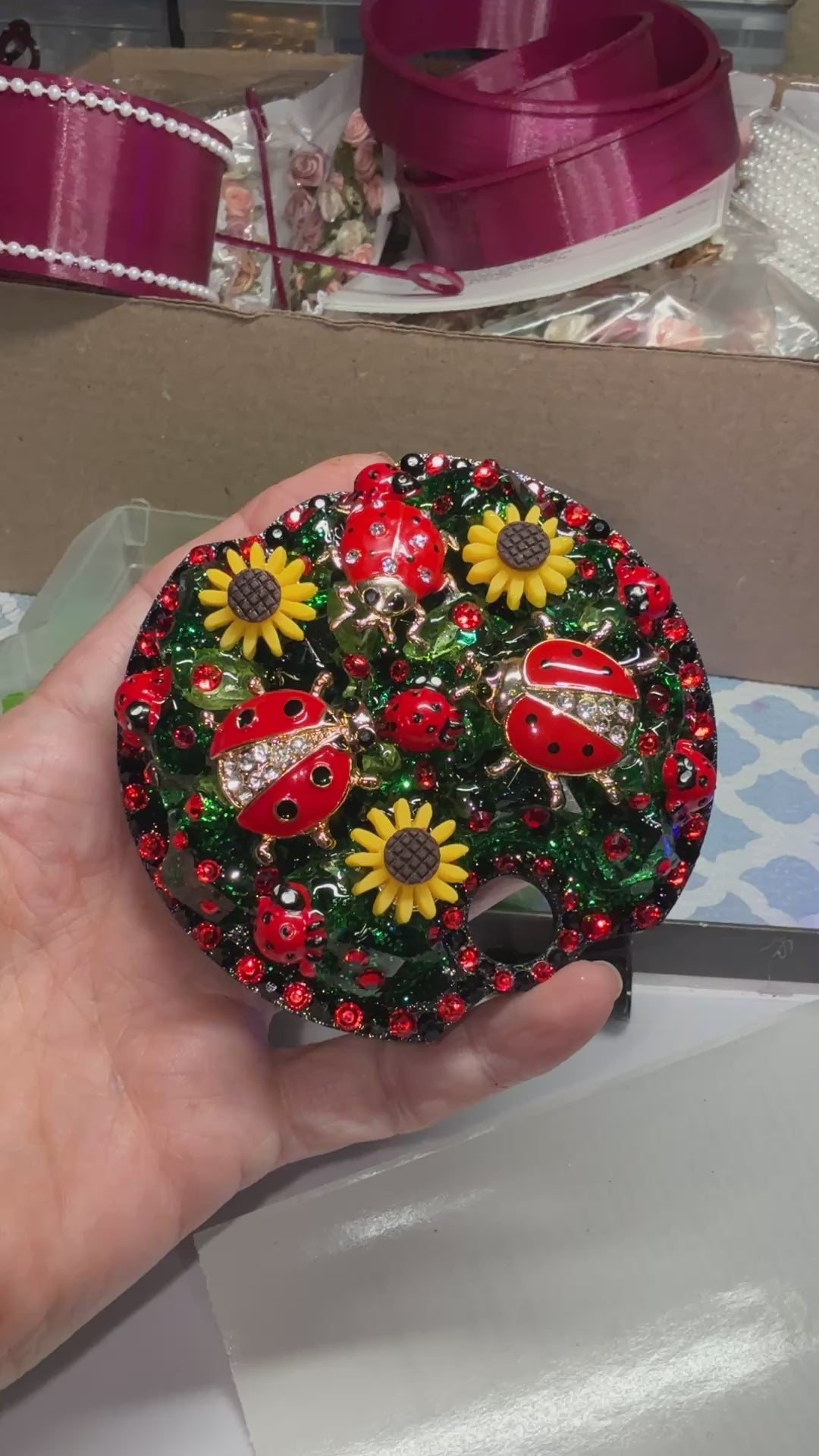 Custom Lady Bug Tumbler Topper for 40 oz Stanley Lid