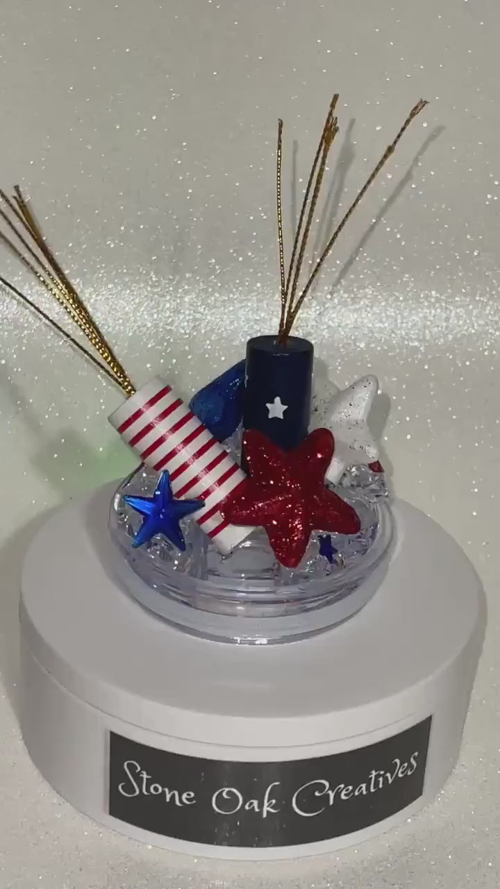 Patriotic Tumbler Topper, Independece Day Topper,  3D Decorative Lid - Ice Topper Lid, unique gift