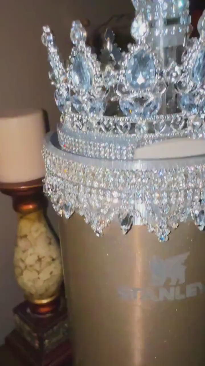 RELAUNCHED Fancy Rhinestone Princess Accessory for Stanley Tumblers, Crown Toppers, Royal Queen Halo Bling Bangle Band Boot Straw topper