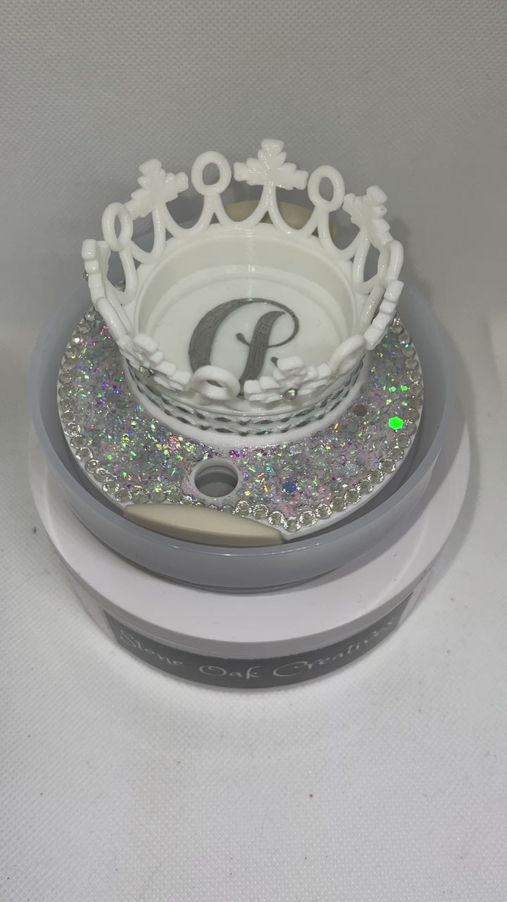 Rhinestone Queen Crown 40 oz tumbler topper, Crown with initial tumbler topper, 3D Decorative Lid Attachment