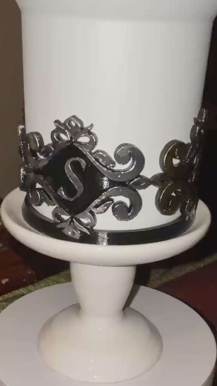 Fancy Gold Silver Monogram Initial Tumbler Boot, Tumbler Boot Sleeve, fits your Stanley Tumblers, Unique Gift