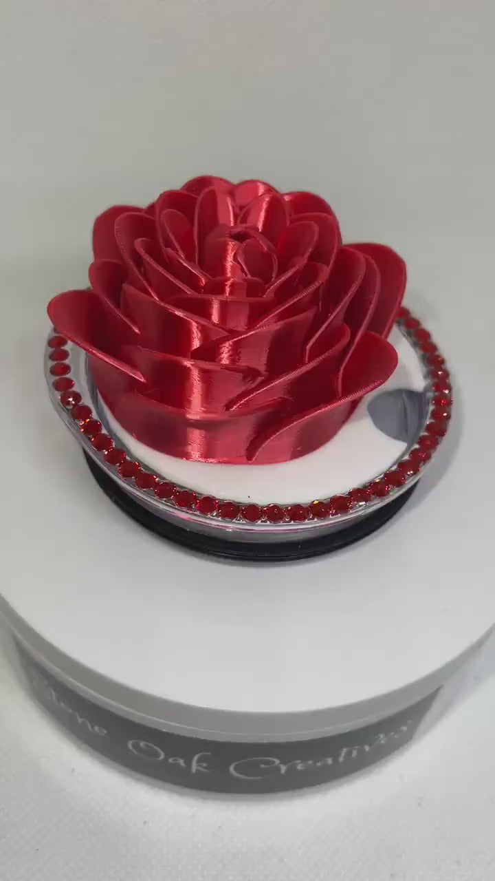 Red Rose tumbler topper lid, Flower topper, Valentines topper, 3D Decorative Lid, unique gift