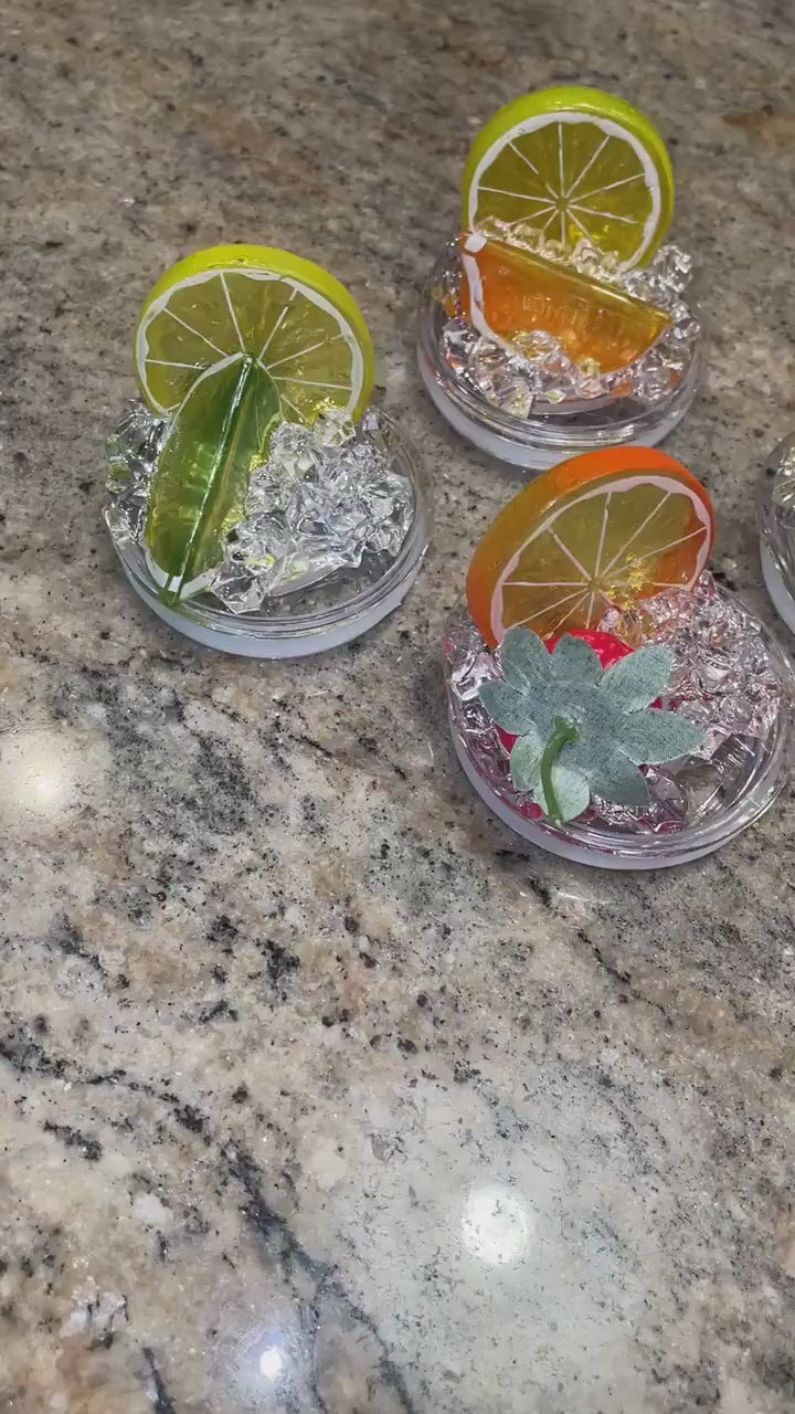 Fruit Tumbler Toppers that fit the 20 oz and 30 oz Skinny tumblers - Fruit Topped Tumbler Toppers - Decorative Lid for Tumblers, unique gift