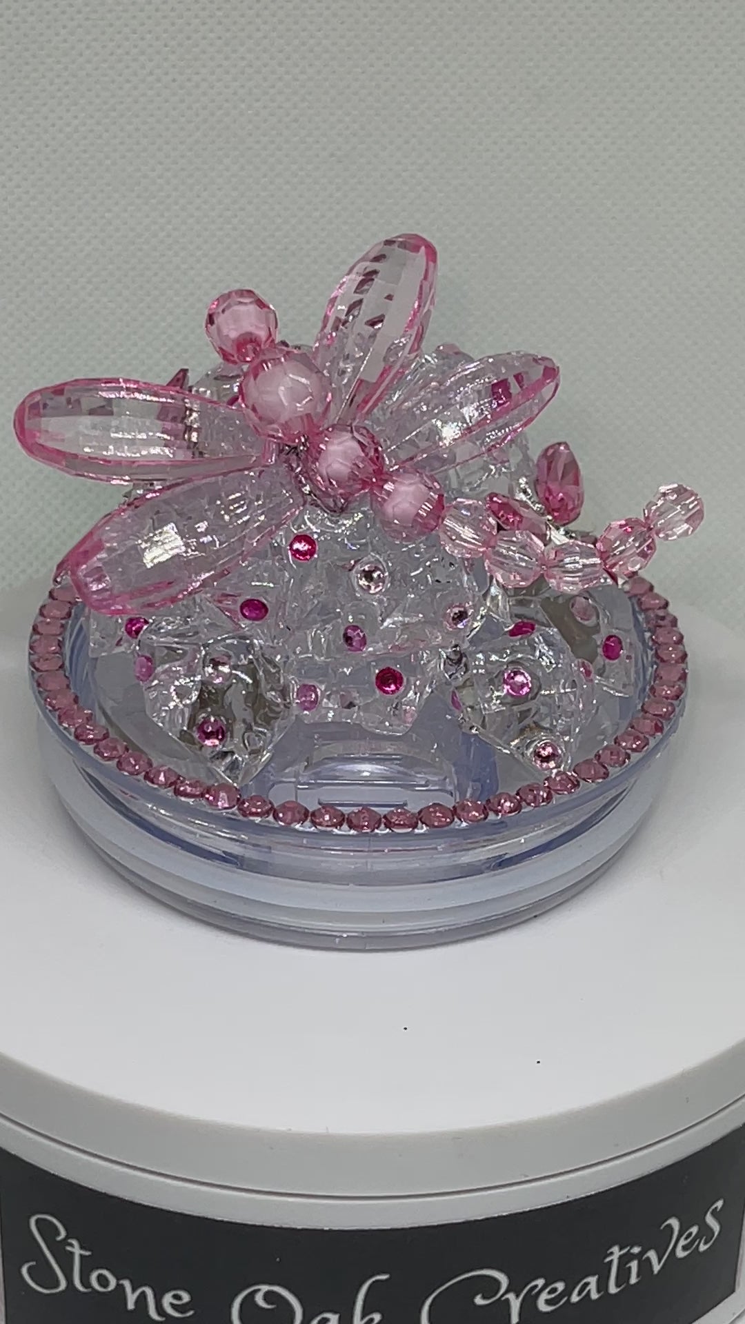 Rhinestone Dragonfly Tumbler Topper, Rhinestone Dragonfly 3D Decorative Lid, 3D Ice Topper Lid, unique gift