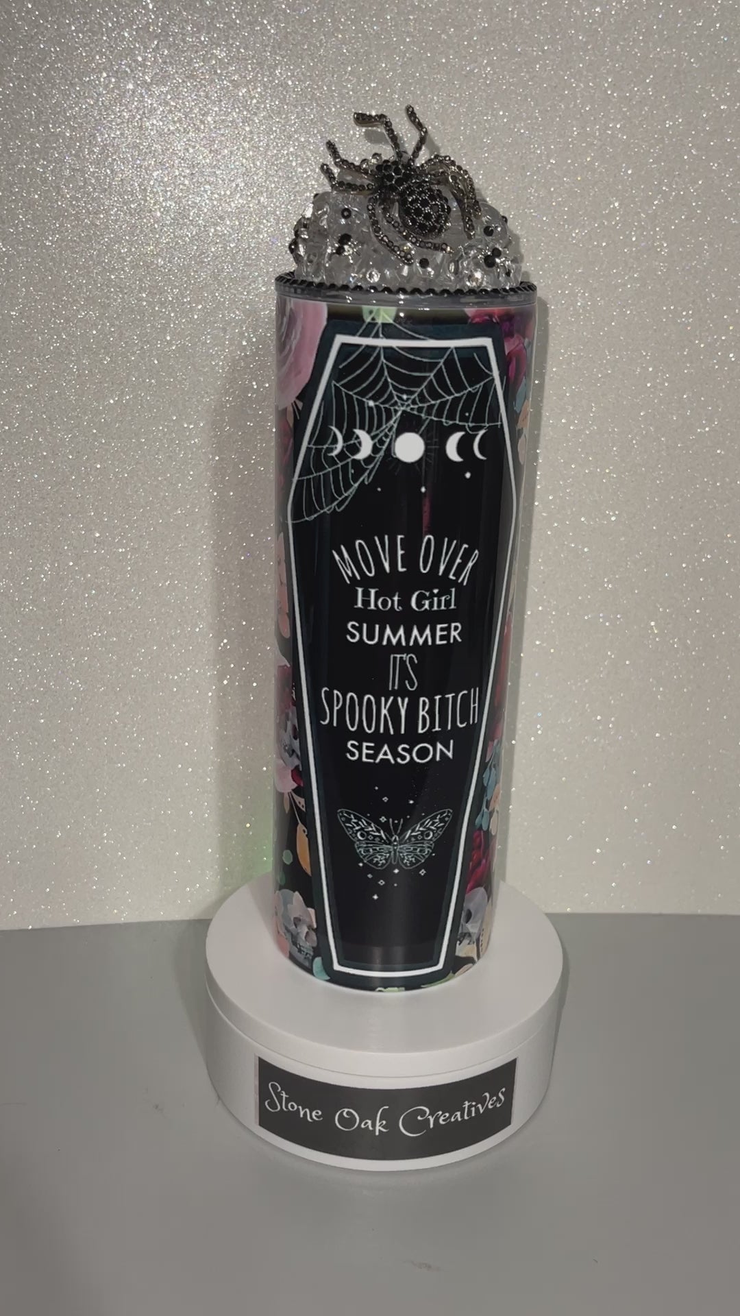 Halloween Themed Tumbler and Topper Combo, Move Over Hot Girl Summer It's Spooky BiAtch Season