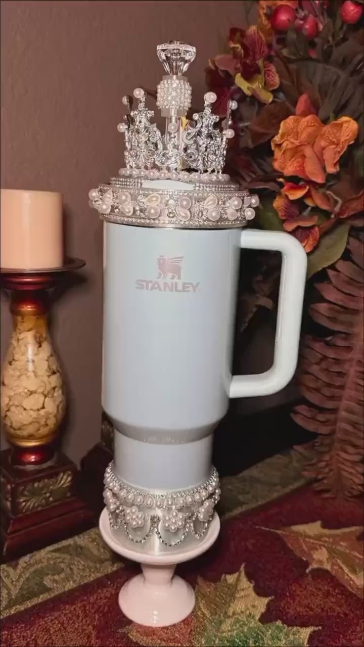 Diamonds and Pearls Fancy Rhinestone Royal Princess Collection for Stanley tumblers, crown topper, halo, boot or straw topper, unique gift