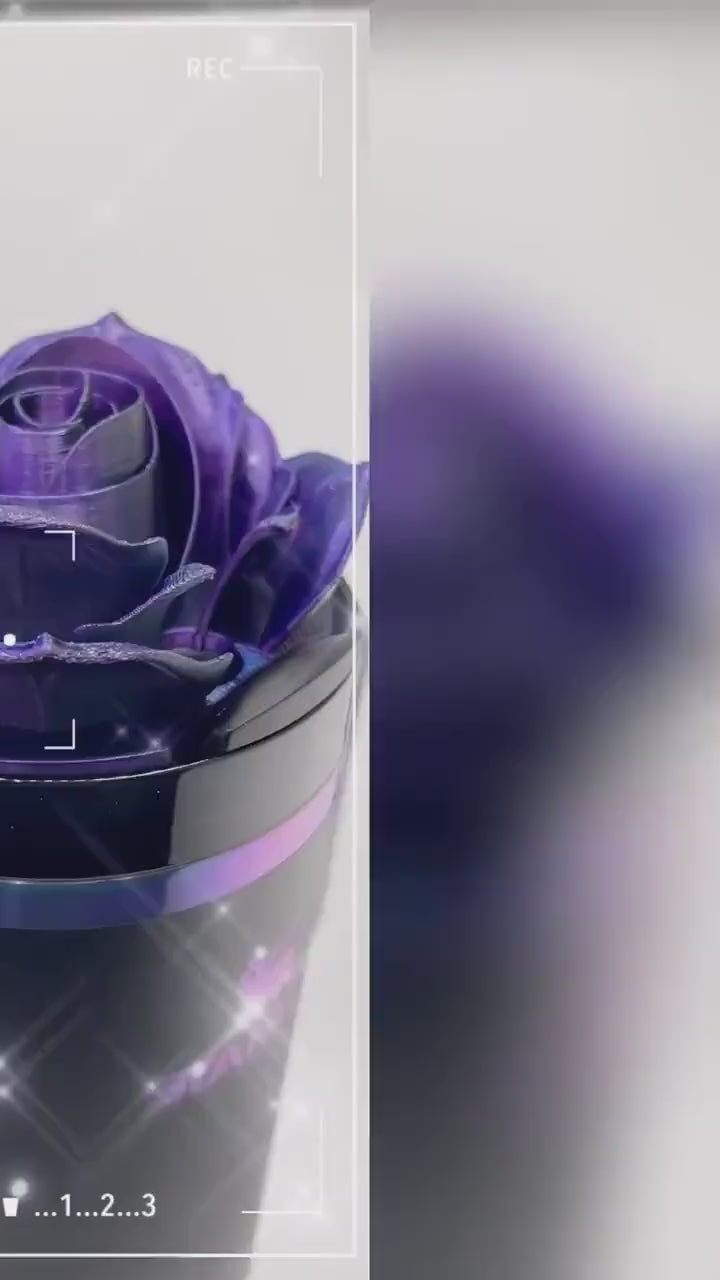 NEW!! 3D Rose black, purple, blue color-shifting Tumbler Topper that fit the Black Chroma Stanley lids, Rose tumbler topper, BEST SELLER