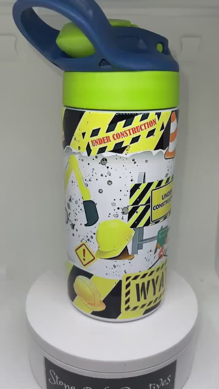 Kids Construction Tumbler Tractor Tumbler - Kids Water Bottle | Kids Water Tumbler | Great Kids Gift | Back To School Cup - TOP SELLER