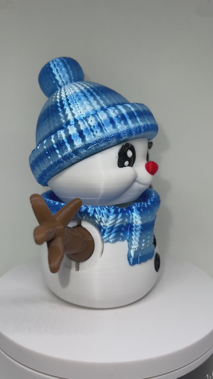 3D Printed Baby Snowman, Adorable Vibrant Baby Snowman with moveable arms