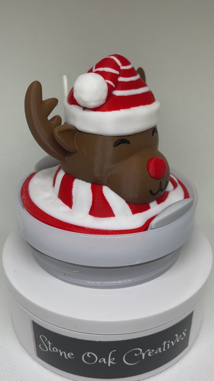 3D Christmas Reindeer Tumbler Topper for 40 oz tumblers, 40 oz Christmas tumbler topper, 3D Christmas Topper