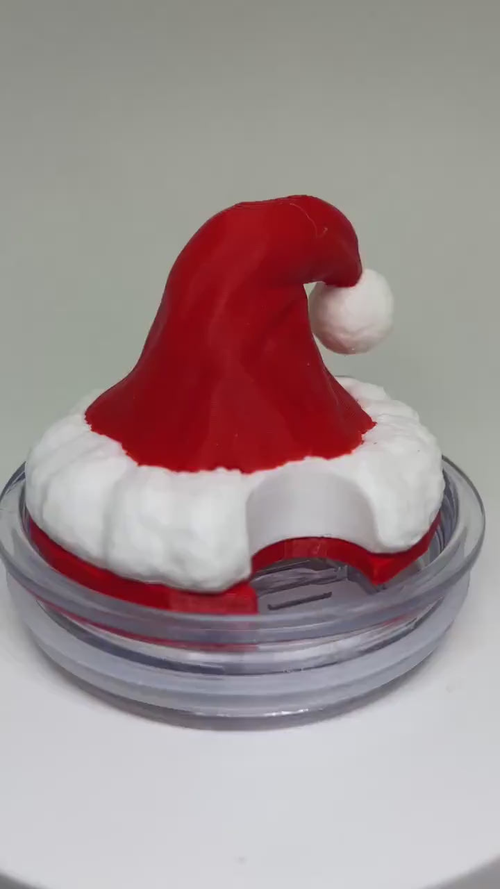 3D Santa Hat Topper, Christmas Tumbler Topper, 3D Decorative Lid, unique gift