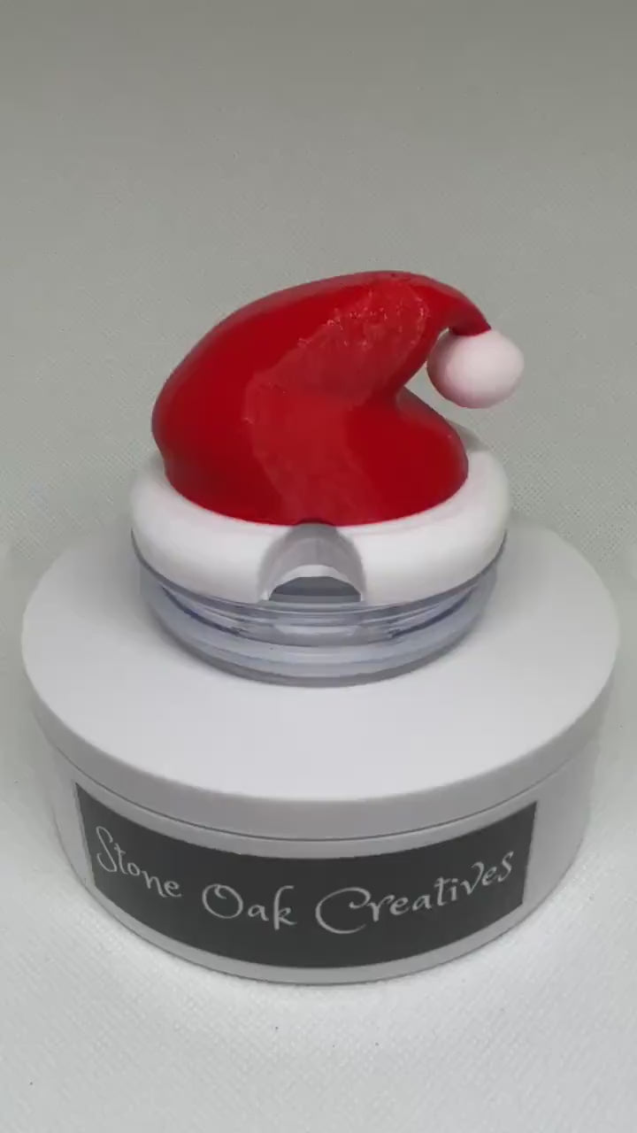 3D Santa Hat Topper, Christmas Tumbler Topper, 3D Decorative Lid, unique gift