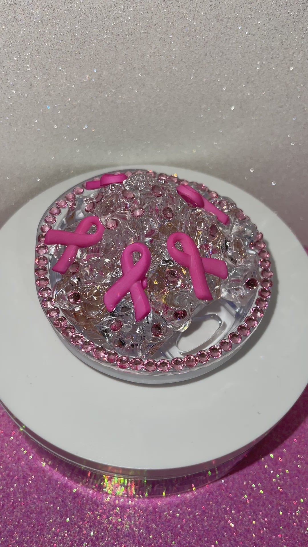 Breast Cancer Tumbler Topper 3D Decorative Lid