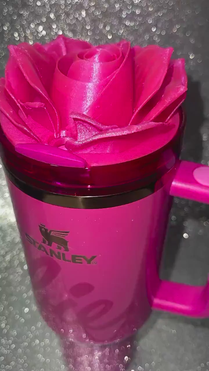 3D Rose Tumbler Topper that fit the new Barbie x Stanley Icon and Punch Shimmer Tumbler lids, Rose tumbler topper, 3D Decorative Lid