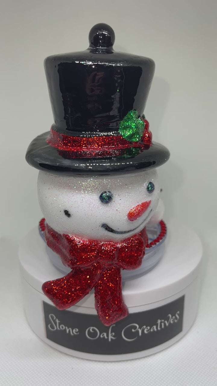 Snowman Tumbler Topper, Christmas tumbler topper, Christmas Tumbler, 3D Decorative Lid