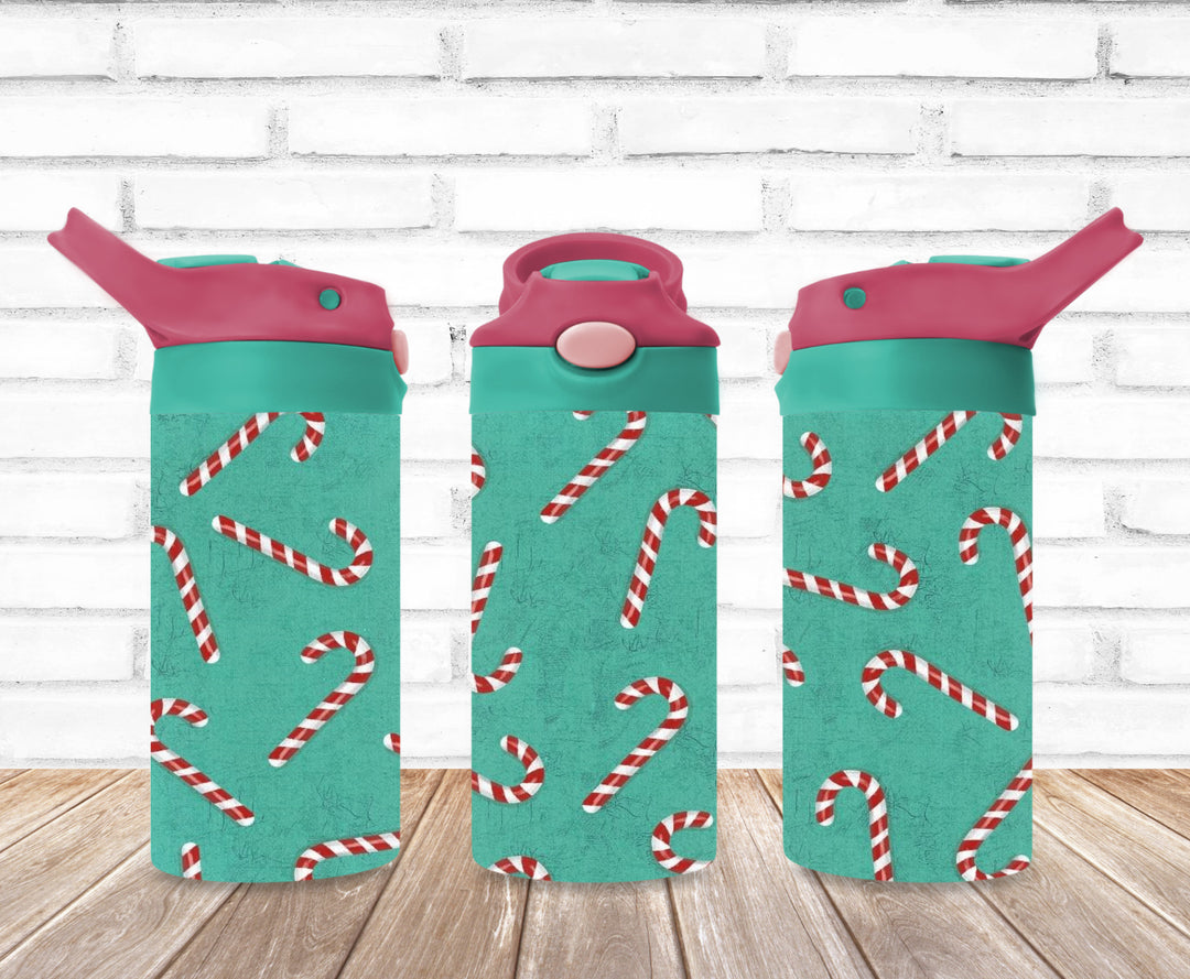 Kids Christmas Candy Cane Tumbler, Kids Water Bottle, Kids FlipTop Cup, Kids Sippy Cup, Back To School Cup