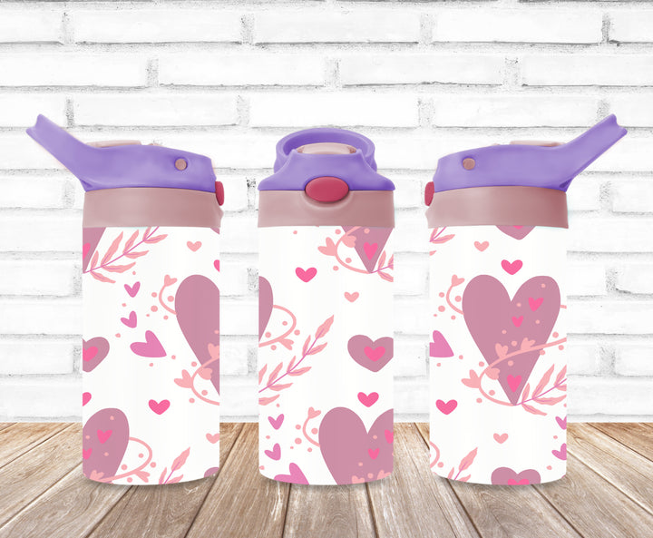 Valentine's Kids Tumbler, Hearts Tumbler, Kids Water Bottle
