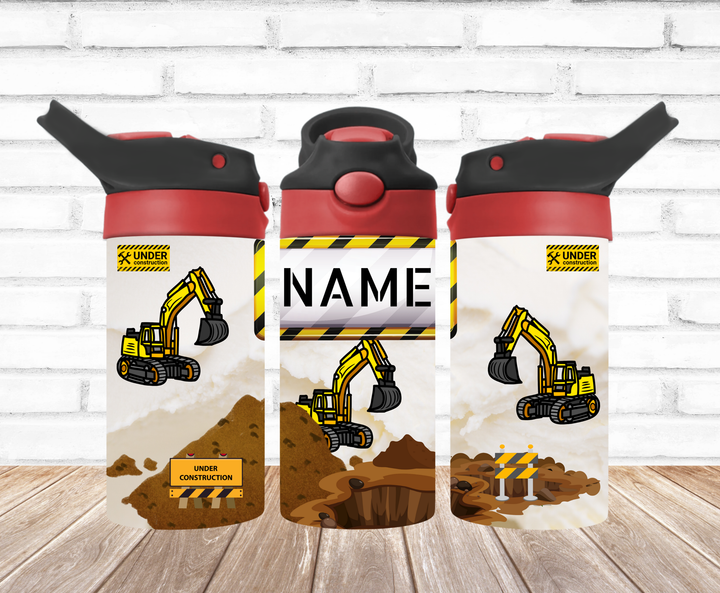 Kids Construction Tumbler Tractor Tumbler - Kids Water Bottle | Kids Water Tumbler | Kids FlipTop Cup | Kids Sippy Cup | Back To School Cup