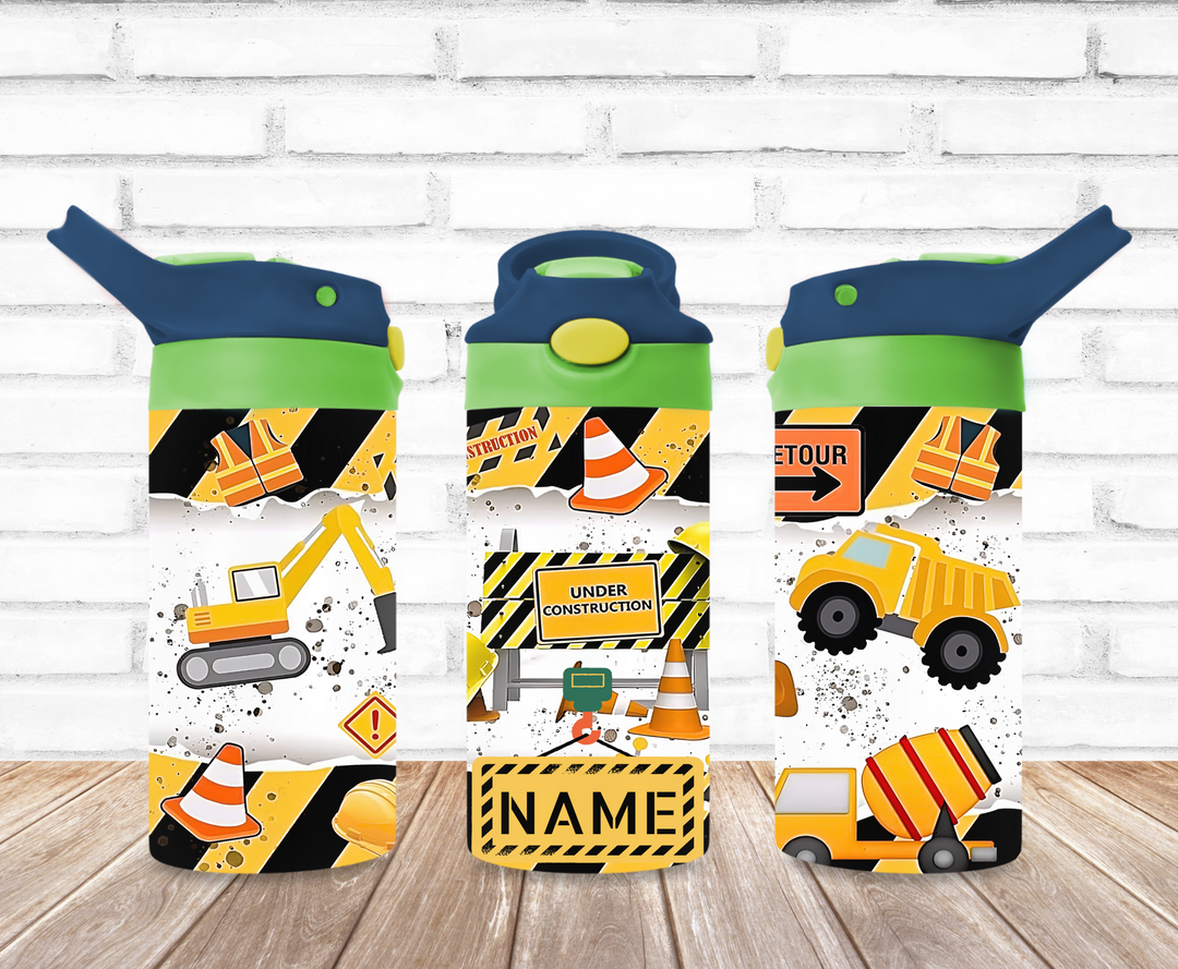 Kids Construction Tumbler Tractor Tumbler,  Kids Water Bottle, Kids Water Tumbler, Kids FlipTop Cup, Kids Sippy Cup, Back To School Cup