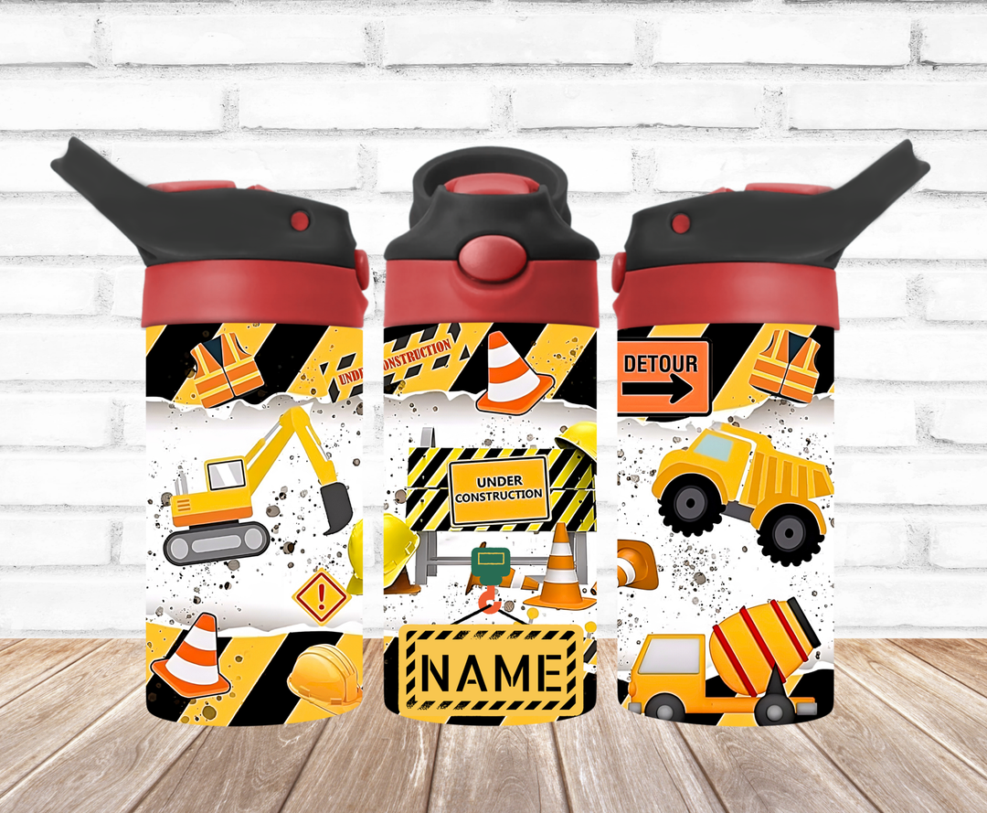 Kids Construction Tumbler Tractor Tumbler, Kids Water Bottle, Kids Water Tumbler, Kids FlipTop Cup, Kids Sippy Cup, Back To School Cup