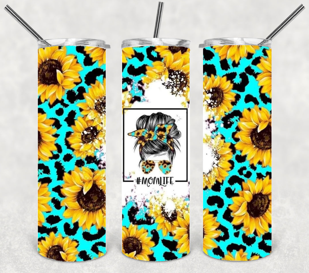 20 oz Skinny Tumbler - "MAMA"designs momlife tumbler sunflowers flowers