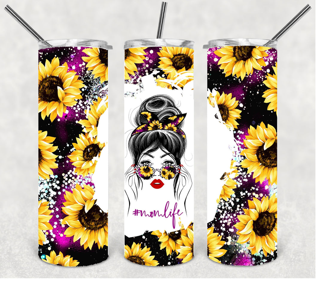 20 oz Skinny Tumbler - "MAMA"designs mom tumbler momlife sunflowers