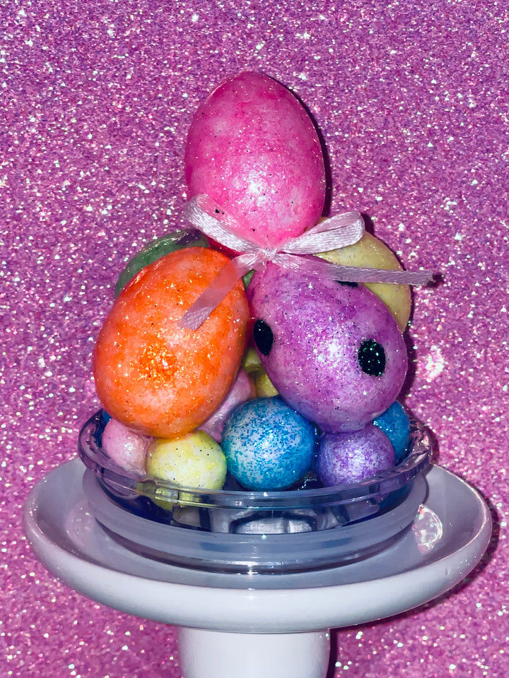 Easter Egg Tumbler Topper, Glitter Egg Tumbler Topper, 3D Decorative Lid