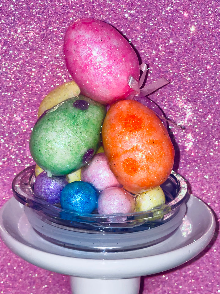 Easter Egg Tumbler Topper, Glitter Egg Tumbler Topper, 3D Decorative Lid