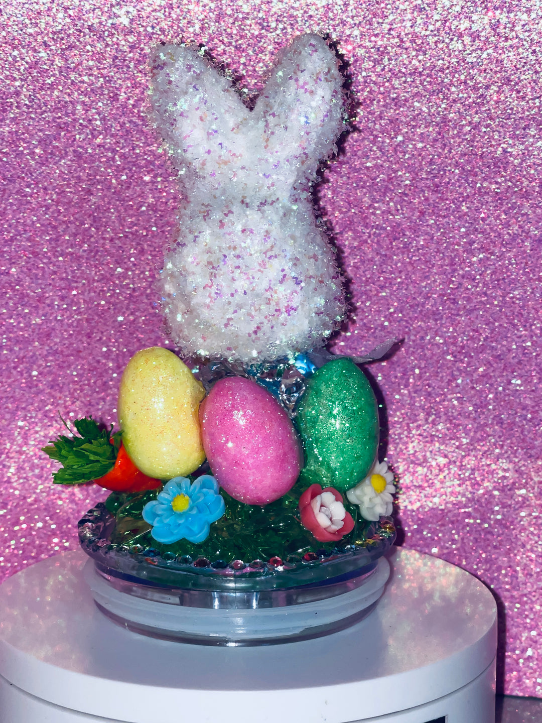 Easter Tumbler Topper, Easter Egg, Easter Bunny, Glitter Eggs, 3D Decorative Lid