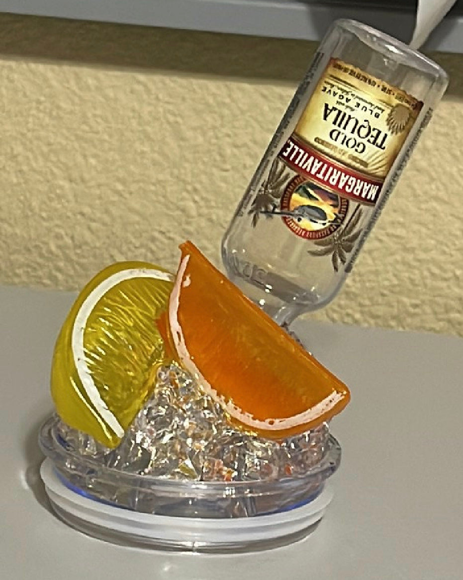 Tequila and Fruit Liquor bottle tumbler topper, day drinking lid, Topper Lid