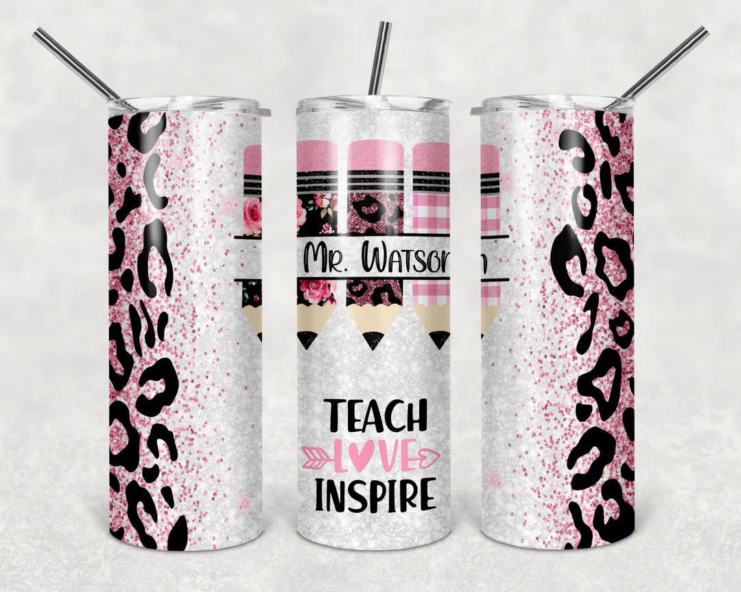 Teach Love Inspire, Teacher Tumbler, Teacher Appreciation, Teacher Gift - #Teacherlife