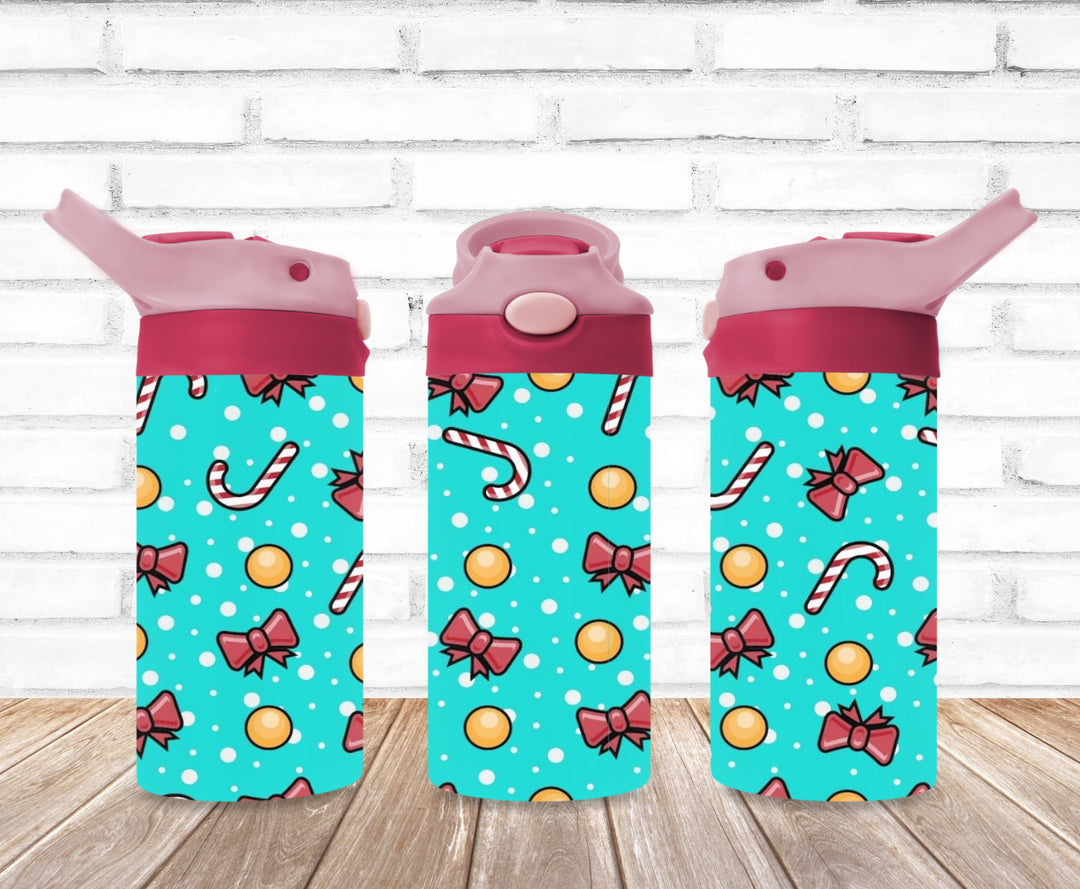Kids Christmas Candy Cane Tumbler, Kids Water Bottle, Kids FlipTop Cup, Kids Sippy Cup, Back To School Cup